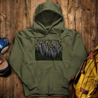 Black Hills National Forest Hoodie Military Green Adventure and Outdoors Themed Hoodie