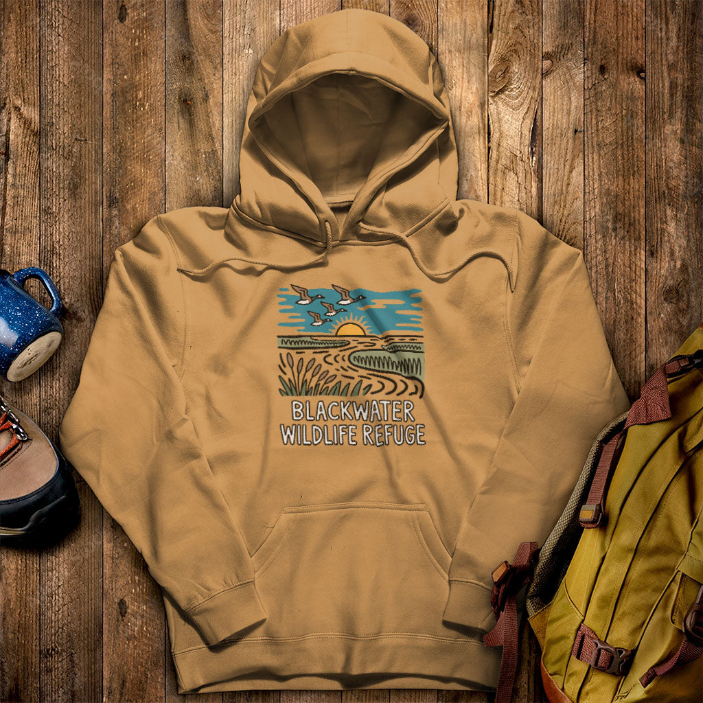 Blackwater National Wildlife Refuge Geese Hoodie Mustard Adventure and Outdoors Themed Hoodie