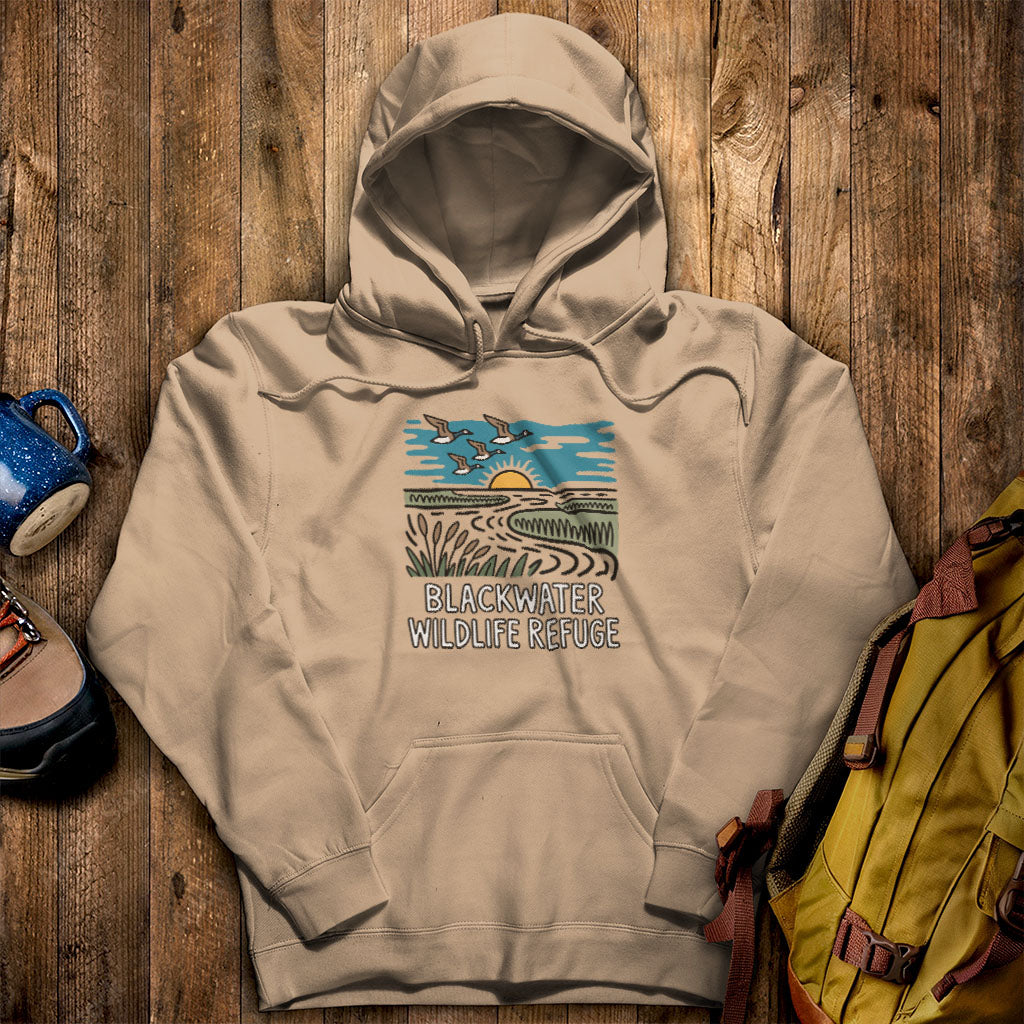 Blackwater National Wildlife Refuge Geese Hoodie Sand Adventure and Outdoors Themed Hoodie
