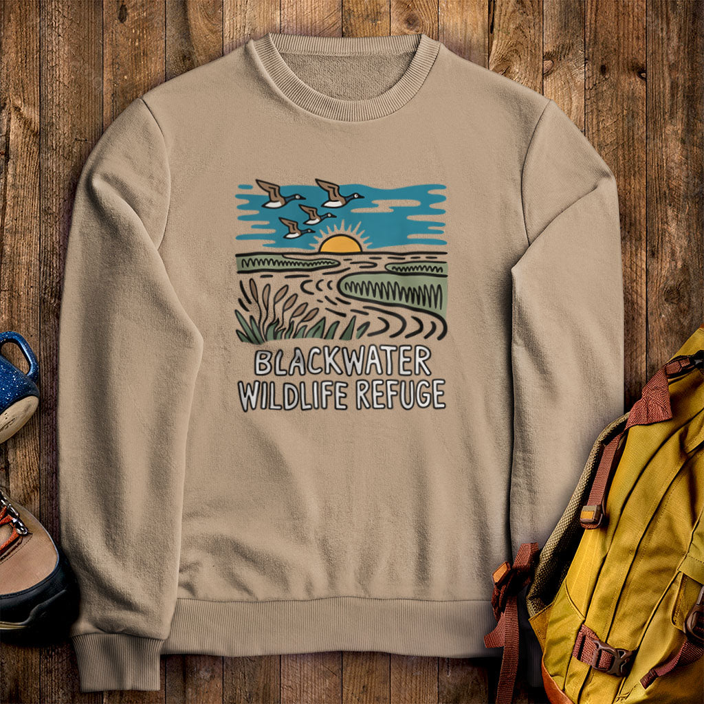 Blackwater National Wildlife Refuge Geese Crewneck Sweatshirt Sand Adventure and Outdoors Themed Sweatshirt
