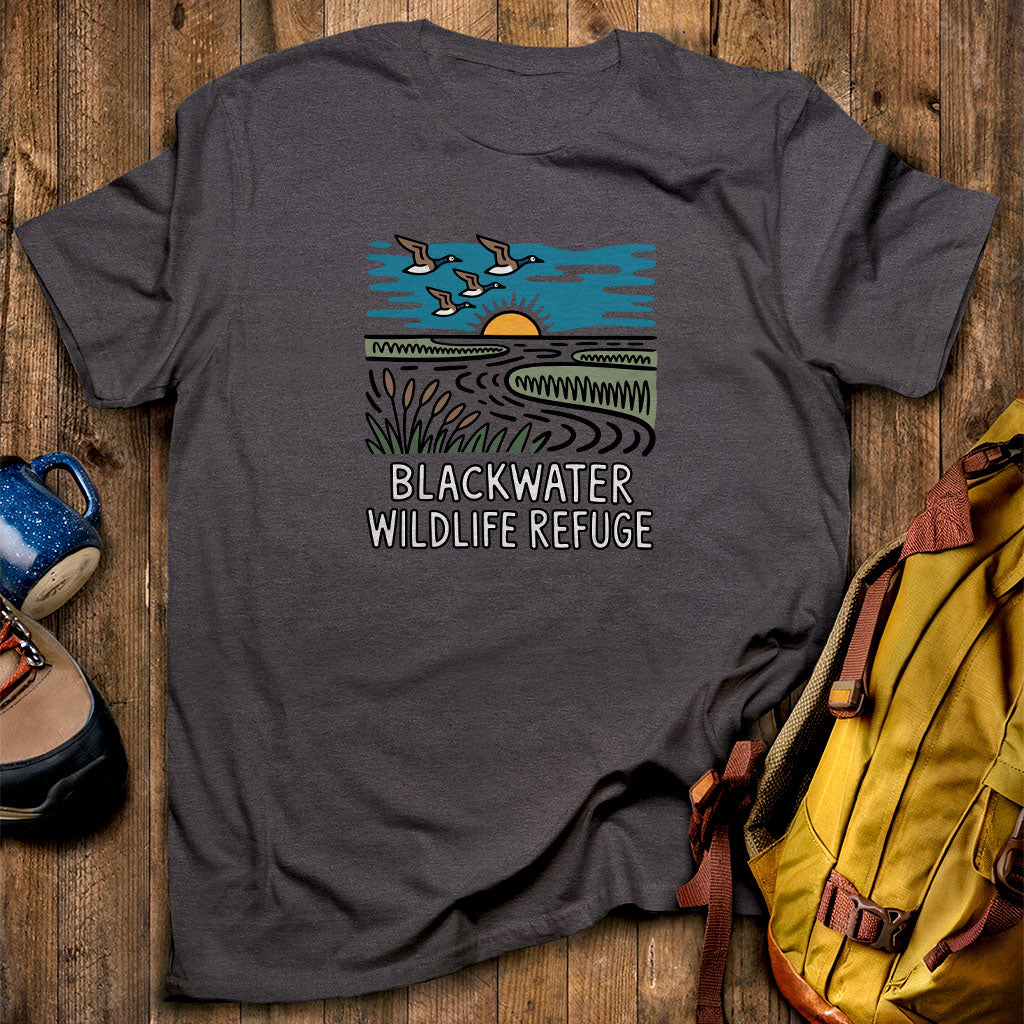 Blackwater National Wildlife Refuge Geese T-Shirt Dark Heather Adventure and Outdoors Themed T-Shirt