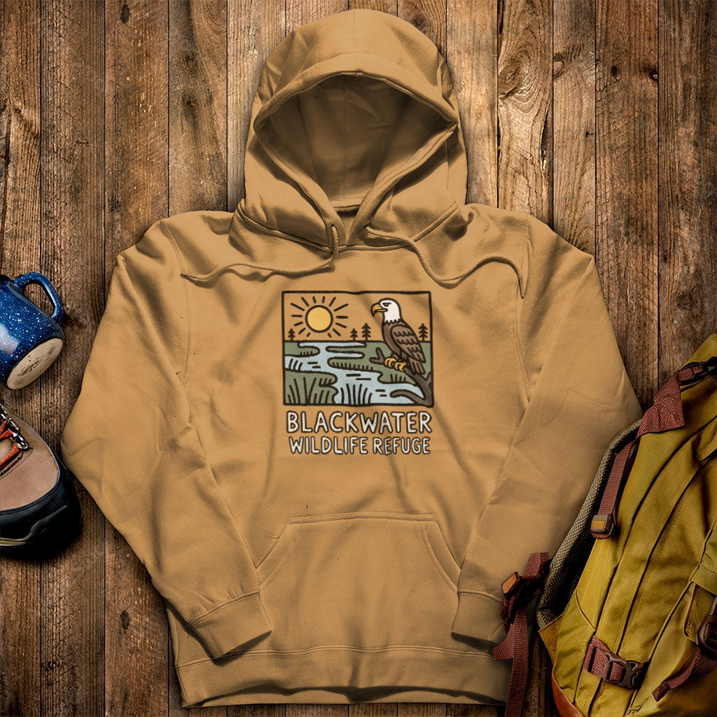 Blackwater National Wildlife Refuge Eagle Hoodie Mustard Adventure and Outdoors Themed Hoodie