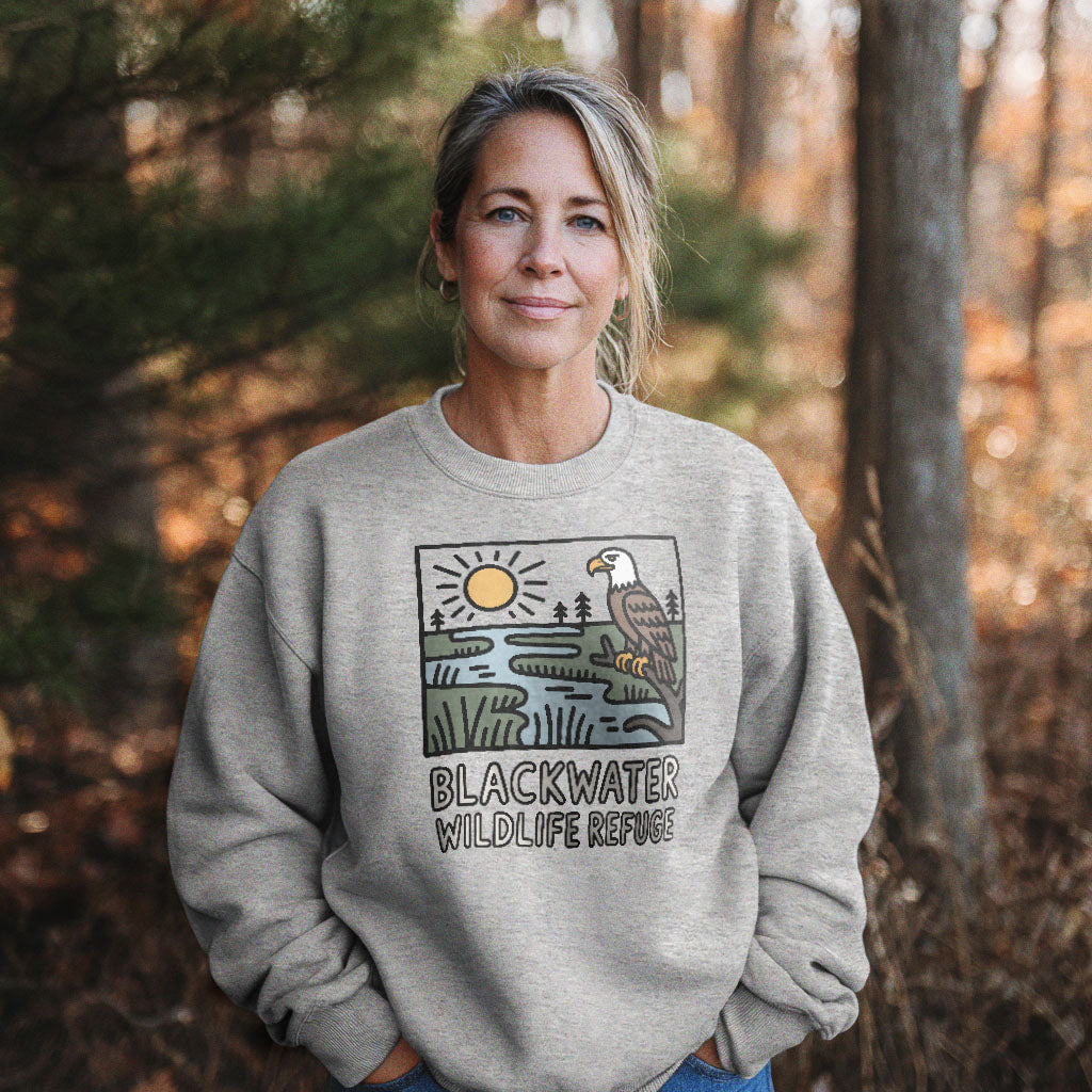 Blackwater National Wildlife Refuge Eagle Crewneck Sweatshirt Adventure and Outdoors Themed Sweatshirt