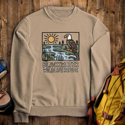 Blackwater National Wildlife Refuge Eagle Crewneck Sweatshirt Sand Adventure and Outdoors Themed Sweatshirt