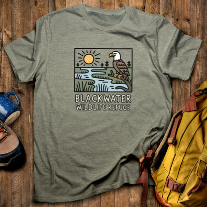Blackwater National Wildlife Refuge Eagle T-Shirt Heather Military Green Adventure and Outdoors Themed T-Shirt