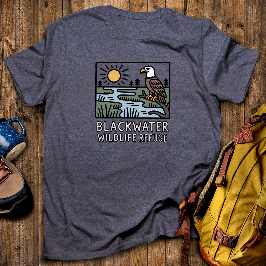 Blackwater National Wildlife Refuge Eagle T-Shirt Heather Navy Adventure and Outdoors Themed T-Shirt