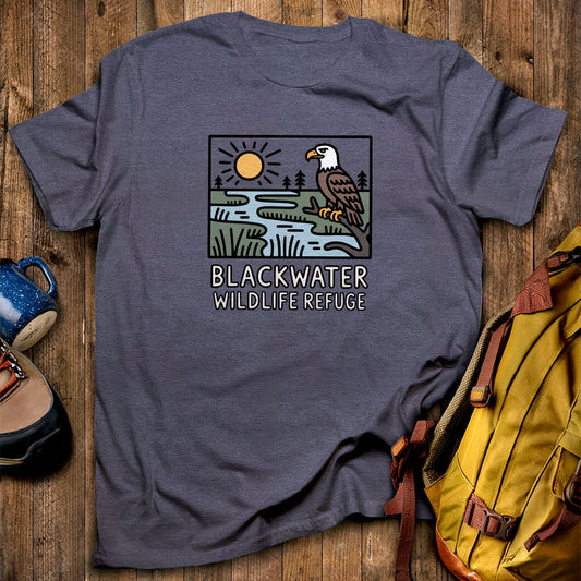 Blackwater National Wildlife Refuge Eagle T-Shirt Heather Navy Adventure and Outdoors Themed T-Shirt