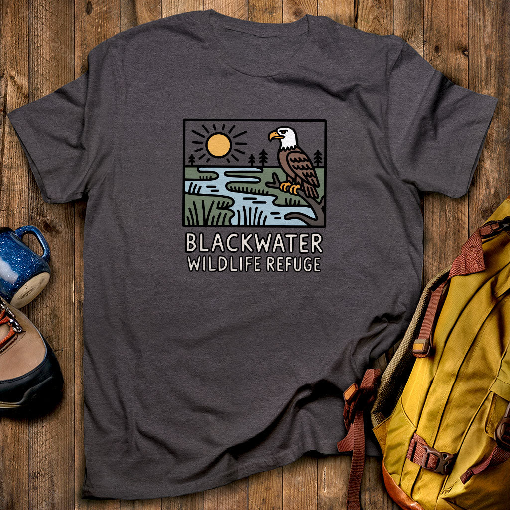 Blackwater National Wildlife Refuge Eagle T-Shirt Dark Heather Adventure and Outdoors Themed T-Shirt