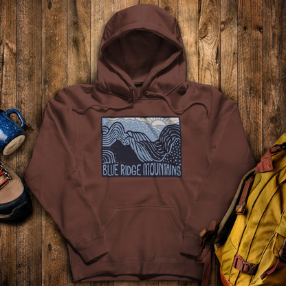 Blue Ridge Mountains Hoodie Cocoa Adventure and Outdoors Themed Hoodie