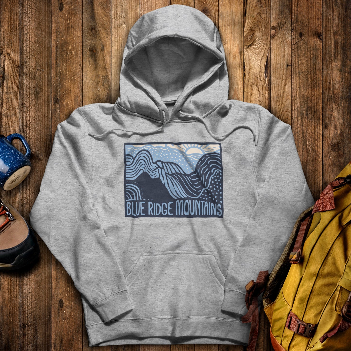 Blue Ridge Mountains Hoodie Sport Grey Adventure and Outdoors Themed Hoodie