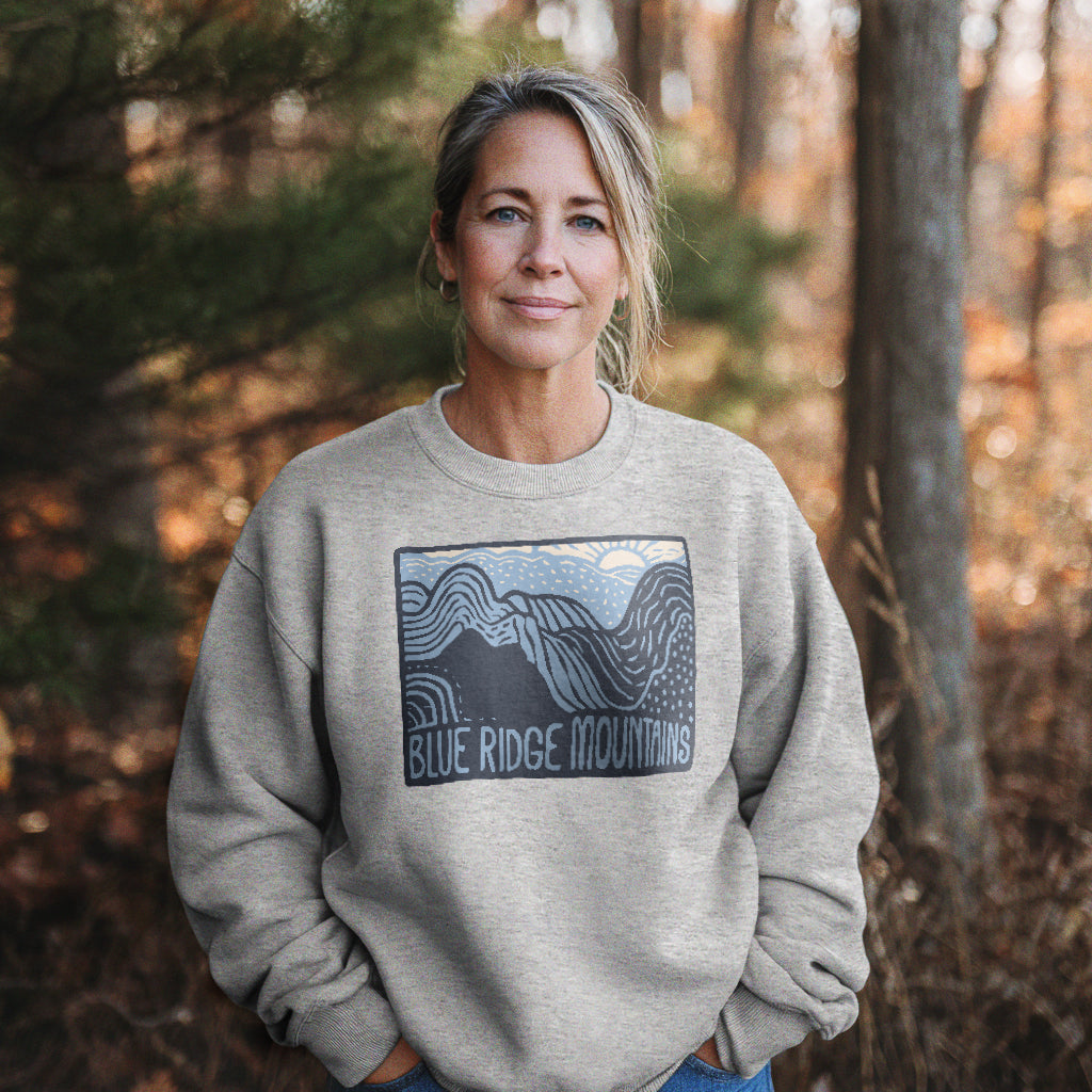 Blue Ridge Mountains Crewneck Sweatshirt Adventure and Outdoors Themed Sweatshirt