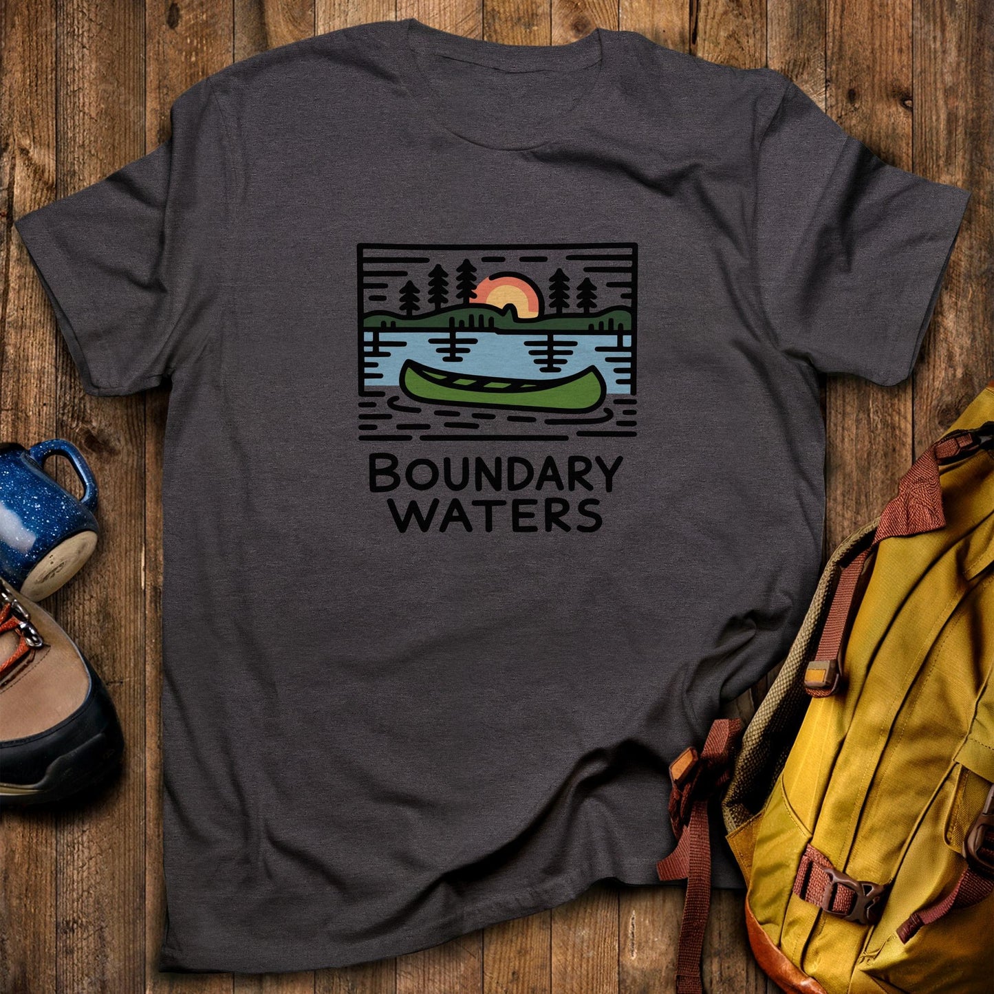 Boundary Waters Canoe Area Wilderness T-Shirt Dark Heather Adventure and Outdoors Themed T-Shirt