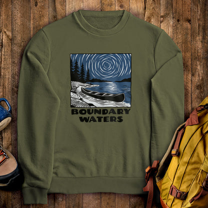 Boundary Waters Canoe Area Wilderness at Night Crewneck Sweatshirt