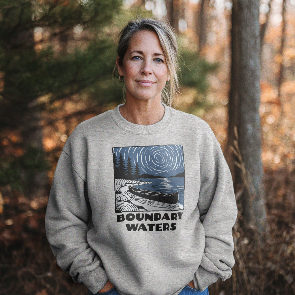 Boundary Waters Canoe Area Wilderness at Night Crewneck Sweatshirt