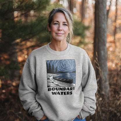Boundary Waters Canoe Area Wilderness at Night Crewneck Sweatshirt