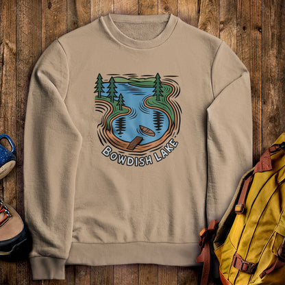 Bowdish Lake Crewneck Sweatshirt Sand Adventure and Outdoors Themed Sweatshirt