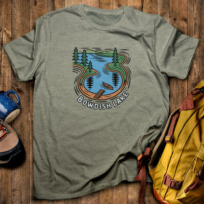 Bowdish Lake T-Shirt Heather Military Green Adventure and Outdoors Themed T-Shirt