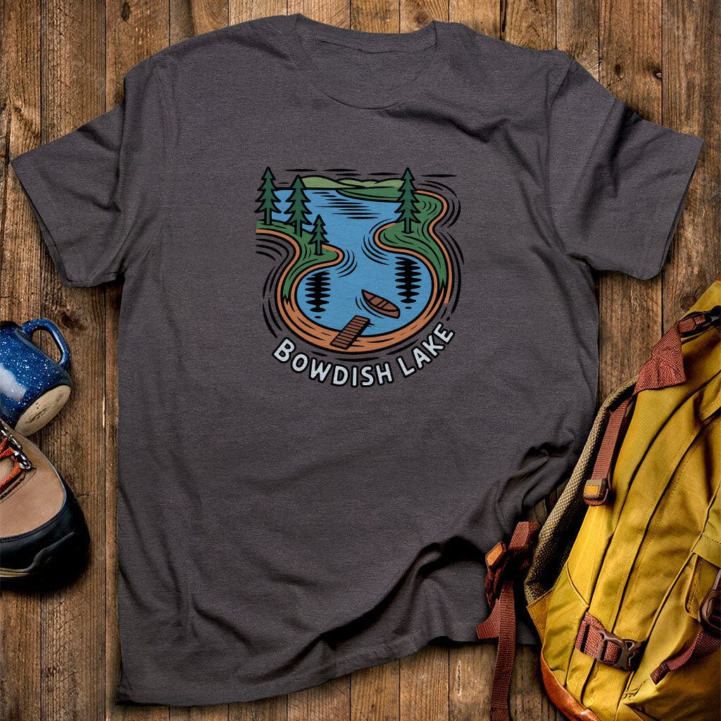 Bowdish Lake T-Shirt Dark Heather Adventure and Outdoors Themed T-Shirt
