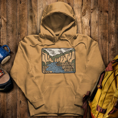 Buffalo National River Hoodie Mustard Adventure and Outdoors Themed Hoodie