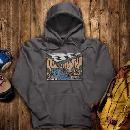 Buffalo National River Hoodie Charcoal Adventure and Outdoors Themed Hoodie