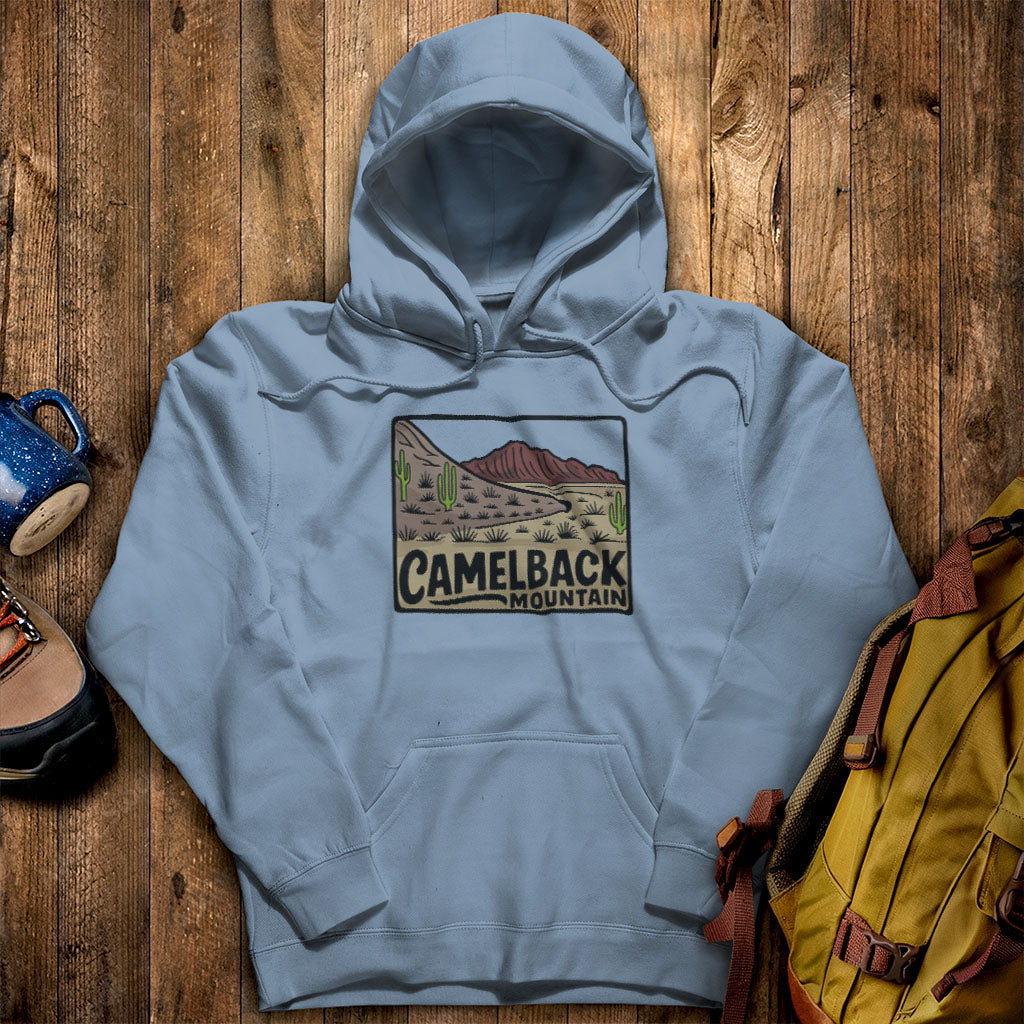 Camelback Mountain Hoodie Stone Blue Adventure and Outdoors Themed Hoodie