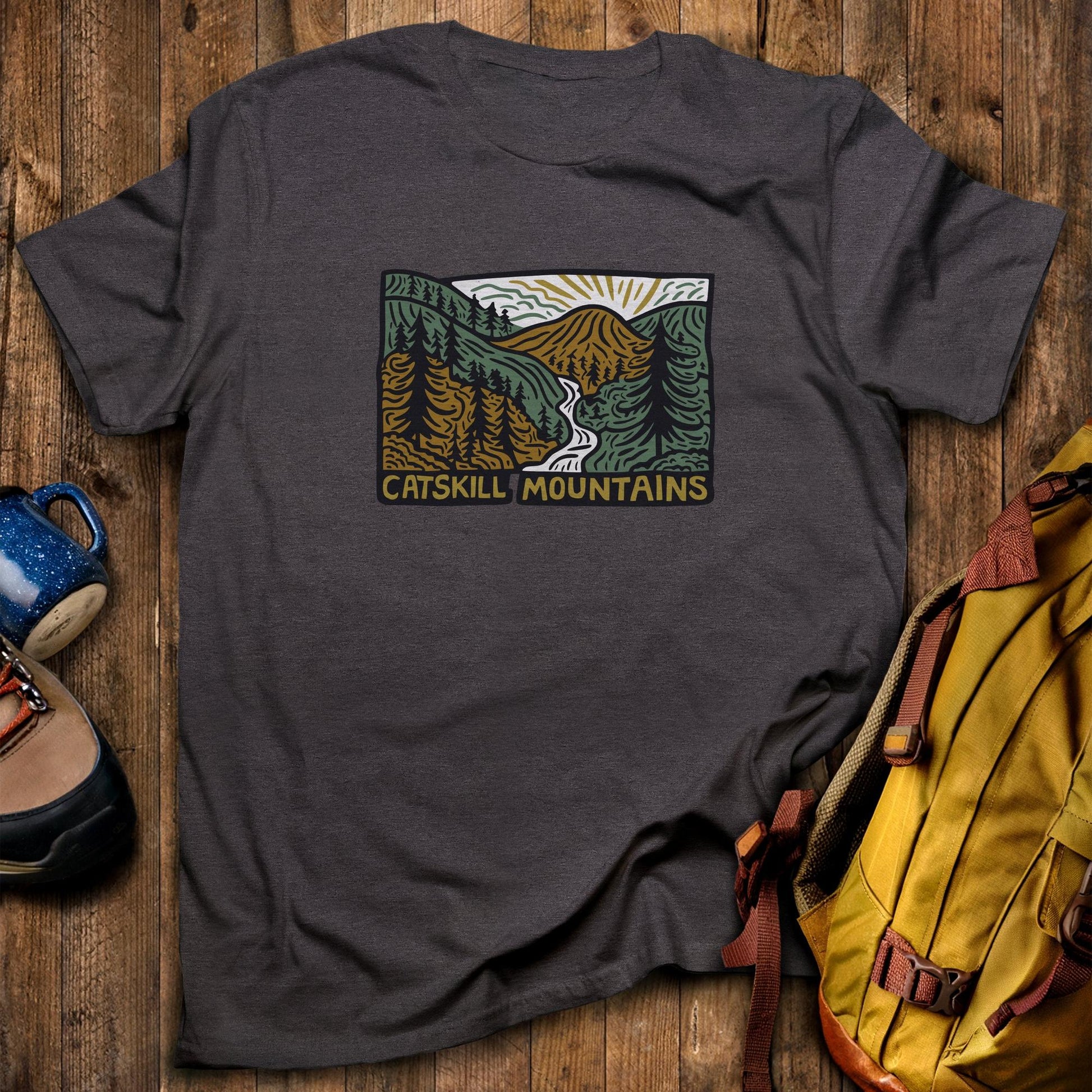 Catskill Mountains T-Shirt Dark Heather Adventure and Outdoors Themed T-Shirt