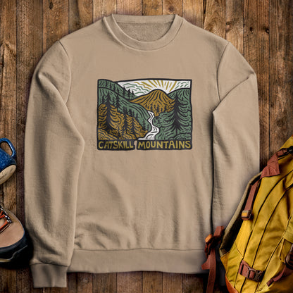 Catskill Mountains Crewneck Sweatshirt Sand Adventure and Outdoors Themed Sweatshirt