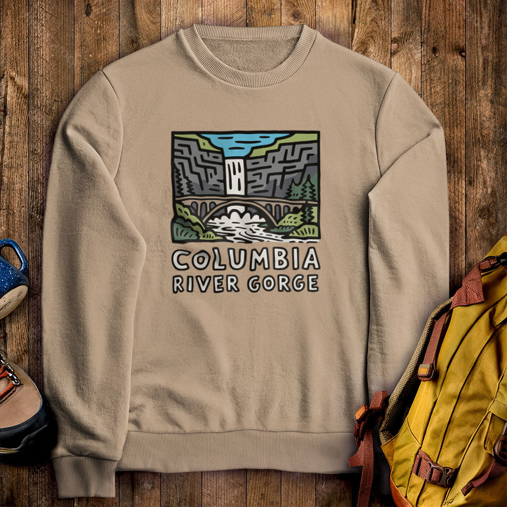 Columbia River Gorge Crewneck Sweatshirt Sand Adventure and Outdoors Themed Sweatshirt