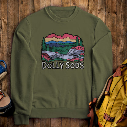 Dolly Sods Wilderness Crewneck Sweatshirt Military Green Adventure and Outdoors Themed Sweatshirt