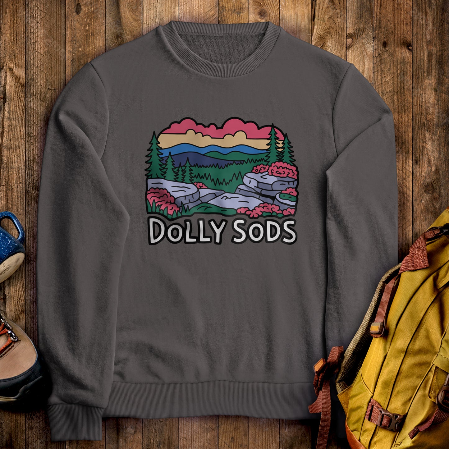 Dolly Sods Wilderness Crewneck Sweatshirt Charcoal Adventure and Outdoors Themed Sweatshirt