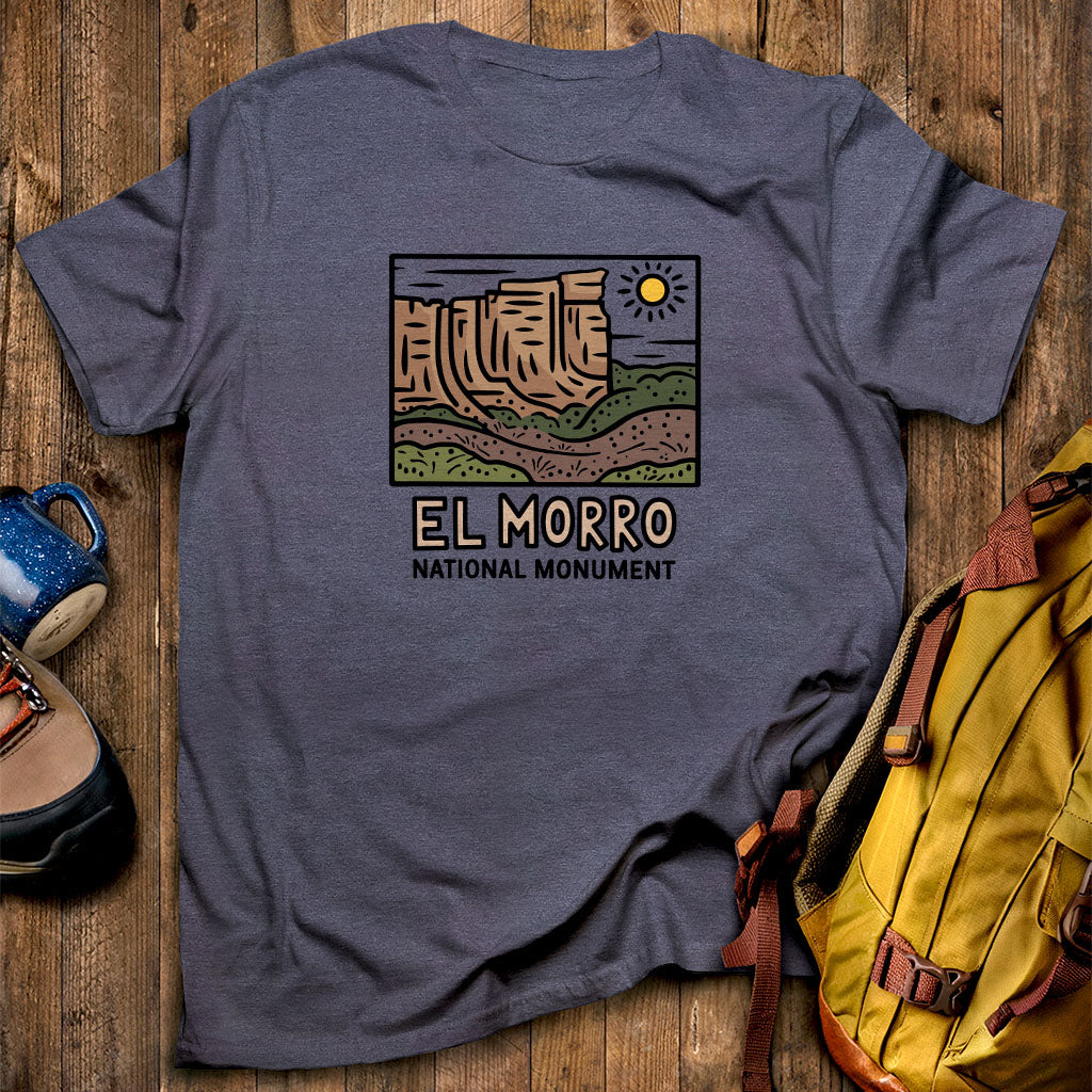 El Morro National Monument T-Shirt Heather Navy Adventure and Outdoors Themed T-Shirt