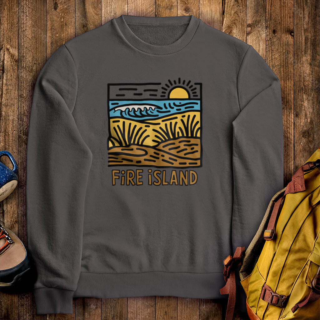 Fire Island National Seashore Crewneck Sweatshirt Charcoal Adventure and Outdoors Themed Sweatshirt