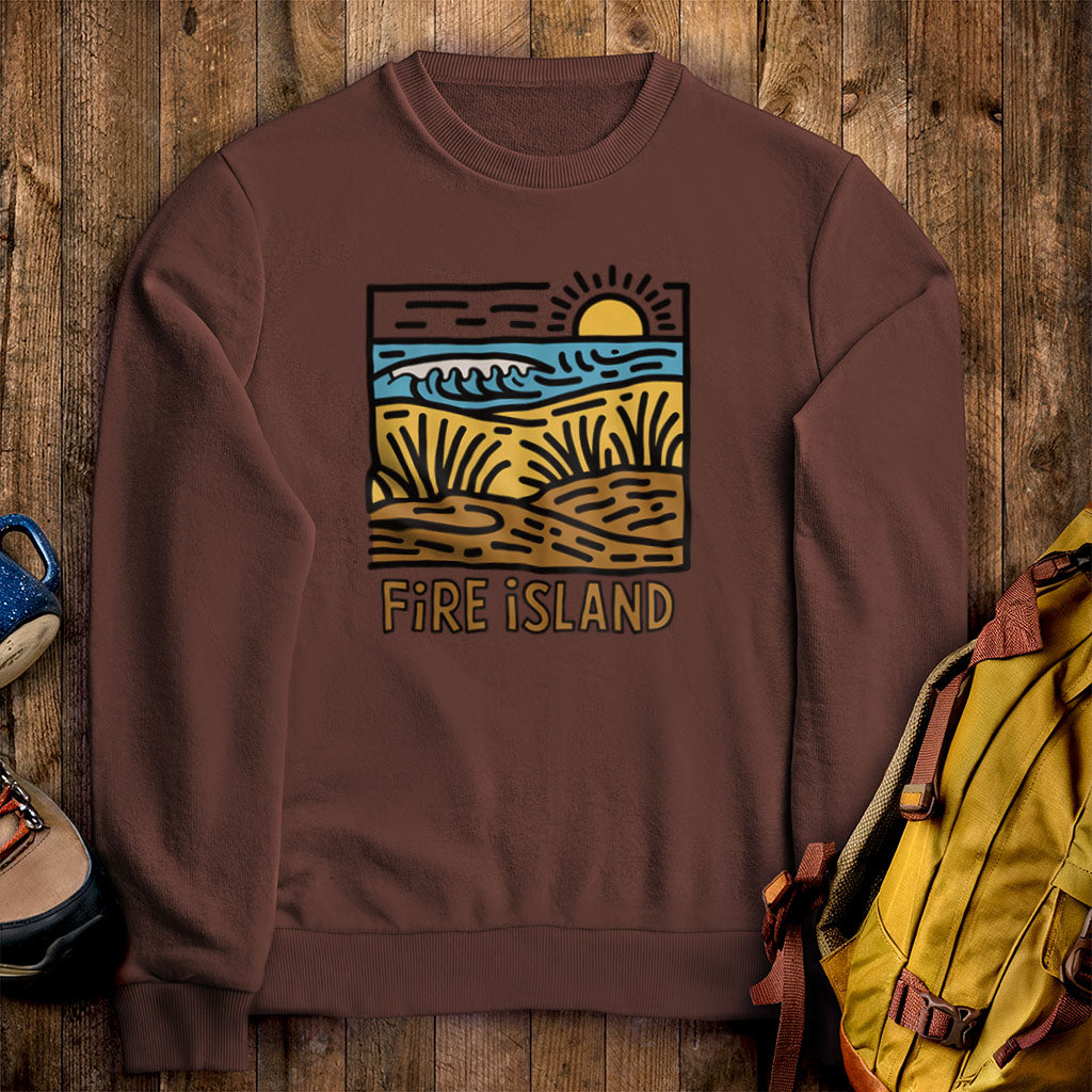 Fire Island National Seashore Crewneck Sweatshirt Cocoa Adventure and Outdoors Themed Sweatshirt