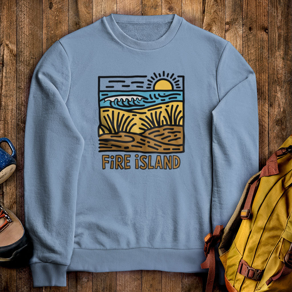 Fire Island National Seashore Crewneck Sweatshirt Stone Blue Adventure and Outdoors Themed Sweatshirt