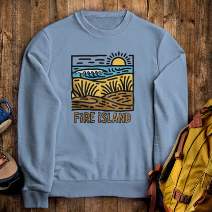 Fire Island National Seashore Crewneck Sweatshirt Stone Blue Adventure and Outdoors Themed Sweatshirt