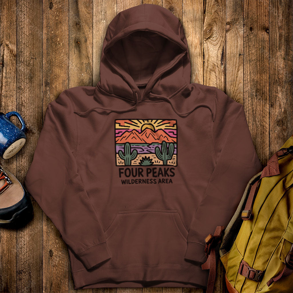 Four Peaks Wilderness Area Hoodie Cocoa Adventure and Outdoors Themed Hoodie