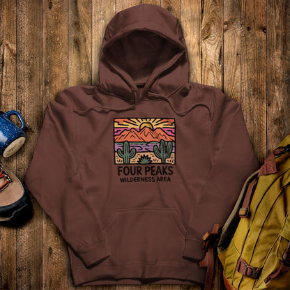 Four Peaks Wilderness Area Hoodie Cocoa Adventure and Outdoors Themed Hoodie