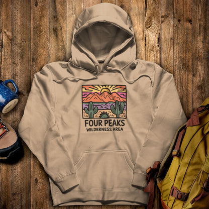 Four Peaks Wilderness Area Hoodie Sand Adventure and Outdoors Themed Hoodie