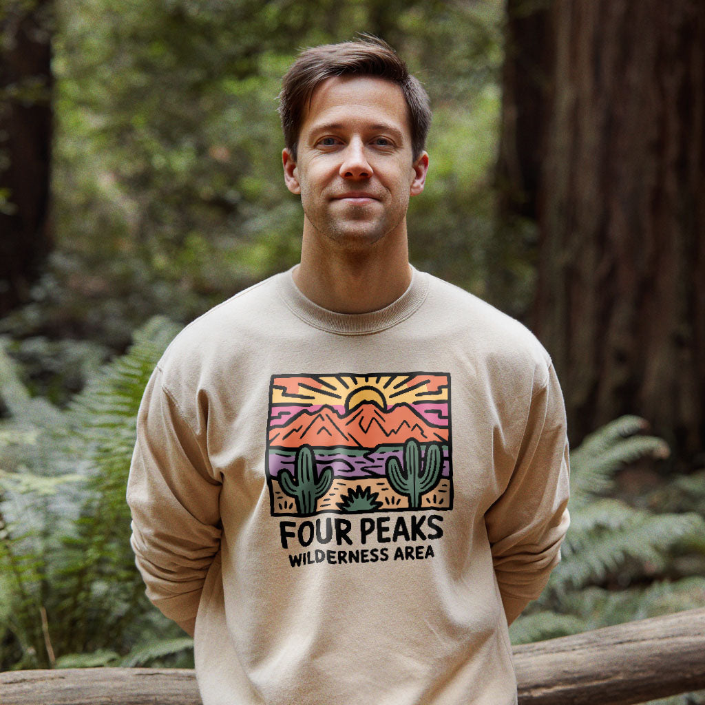 Four Peaks Wilderness Area Crewneck Sweatshirt Adventure and Outdoors Themed Sweatshirt