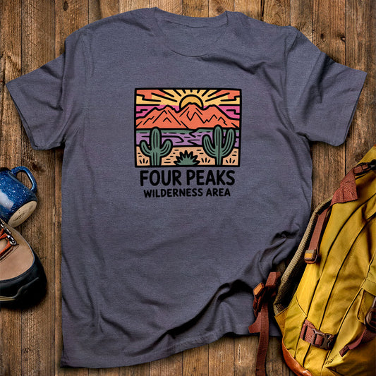 Four Peaks Wilderness Area T-Shirt Heather Navy Adventure and Outdoors Themed T-Shirt