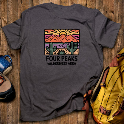 Four Peaks Wilderness Area T-Shirt Dark Heather Adventure and Outdoors Themed T-Shirt