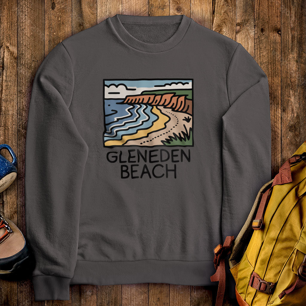 Gleneden Beach Crewneck Sweatshirt Charcoal Adventure and Outdoors Themed Sweatshirt