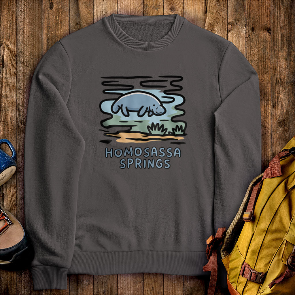 Homosassa Springs Wildlife State Park Crewneck Sweatshirt Charcoal Adventure and Outdoors Themed Sweatshirt