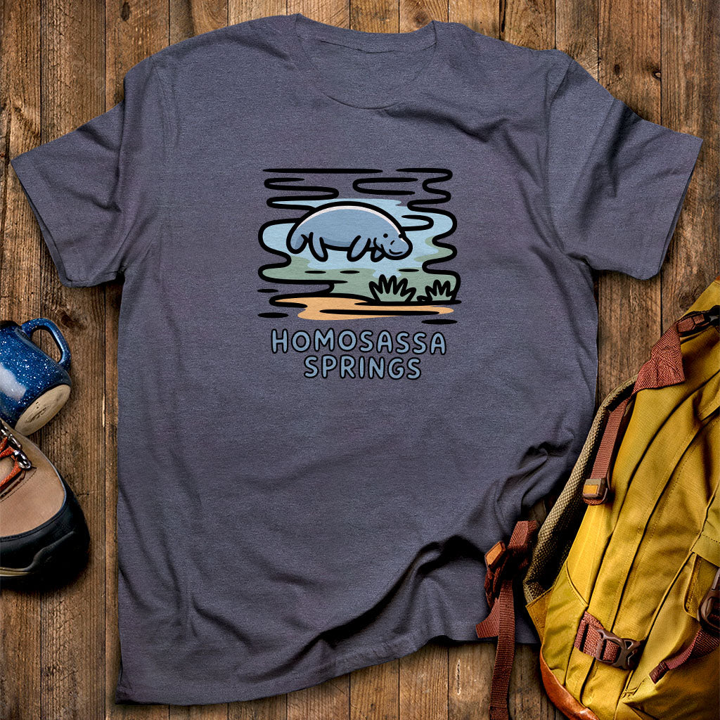 Homosassa Springs Wildlife State Park T-Shirt Heather Navy Adventure and Outdoors Themed T-Shirt