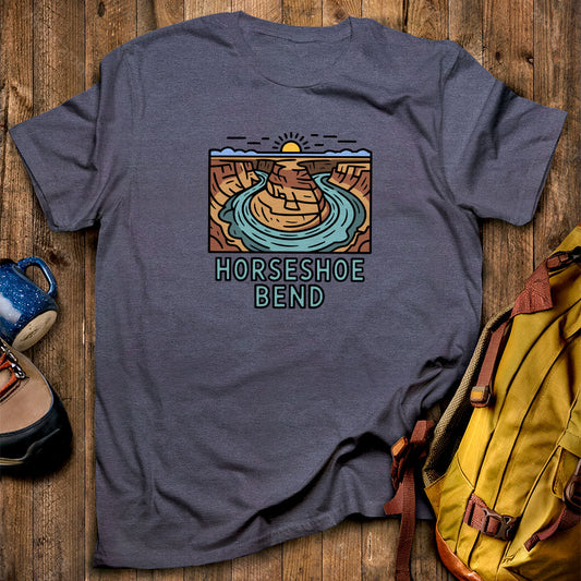 Horseshoe Bend Glen Canyon T-Shirt Heather Navy Adventure and Outdoors Themed T-Shirt