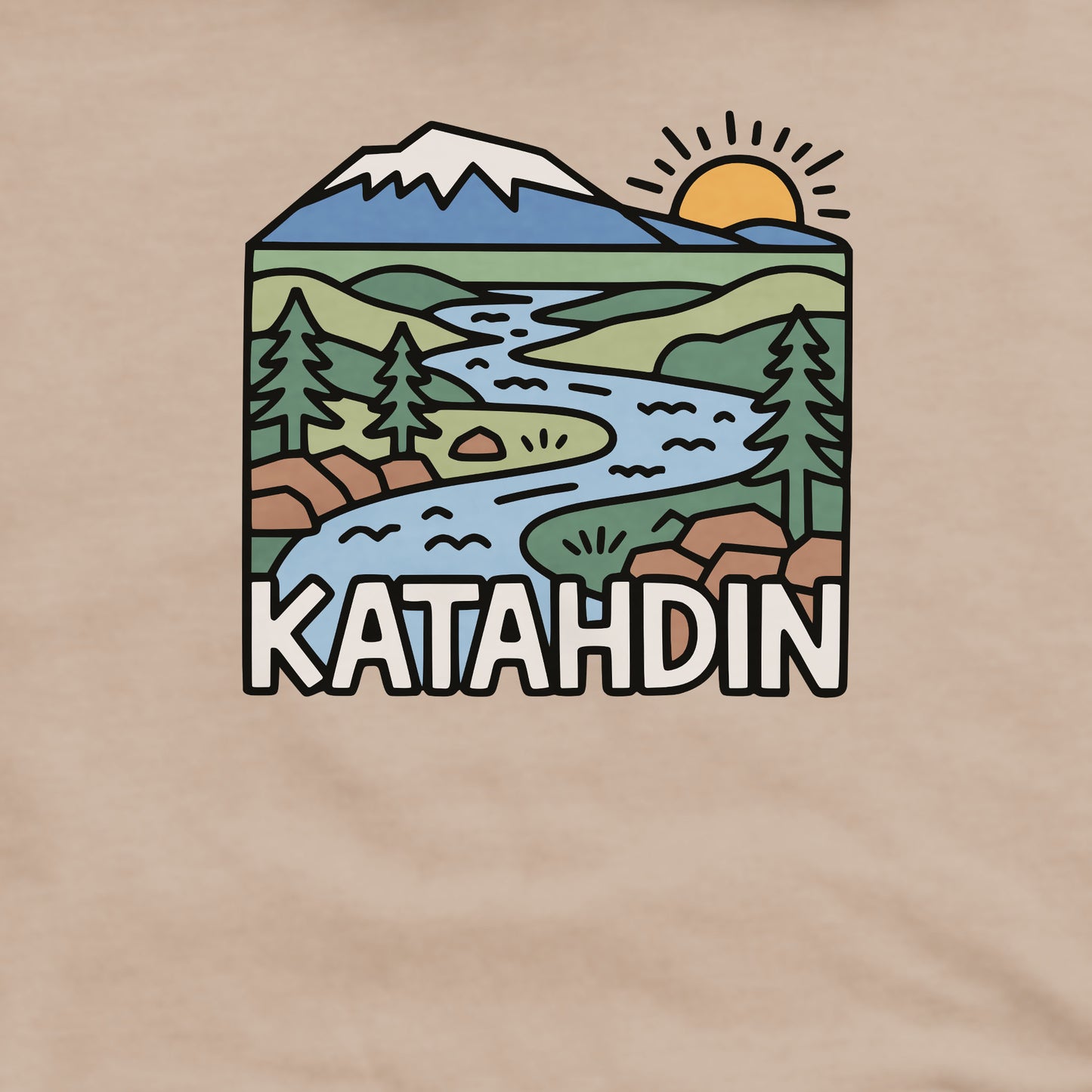 Mount Katahdin Crewneck Sweatshirt Adventure and Outdoors Themed Sweatshirt
