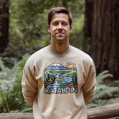 Mount Katahdin Crewneck Sweatshirt Adventure and Outdoors Themed Sweatshirt