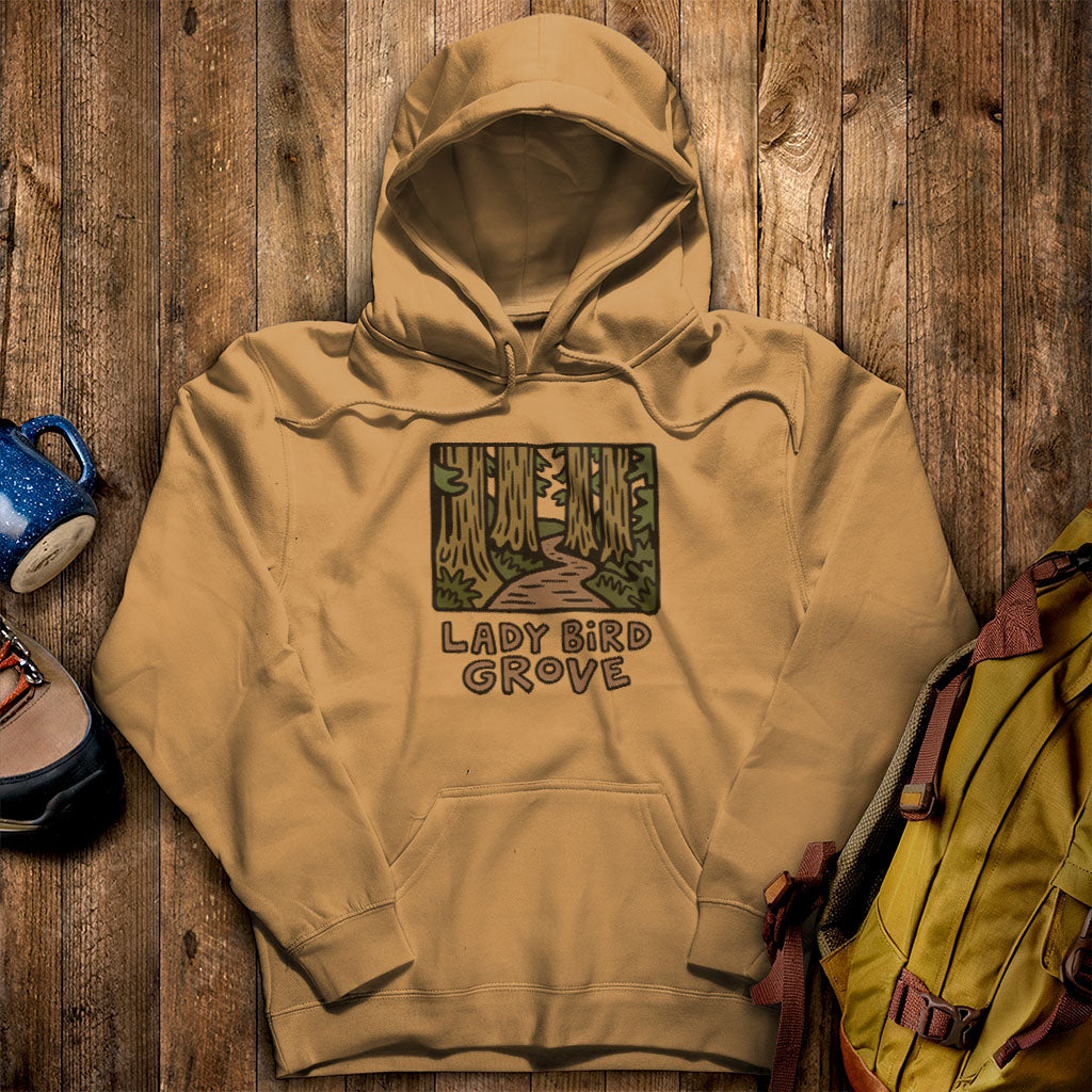 Lady Bird Grove Trail Hoodie Mustard Adventure and Outdoors Themed Hoodie