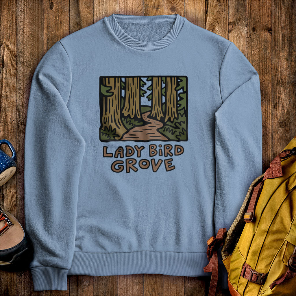 Lady Bird Grove Trail Crewneck Sweatshirt Stone Blue Adventure and Outdoors Themed Sweatshirt