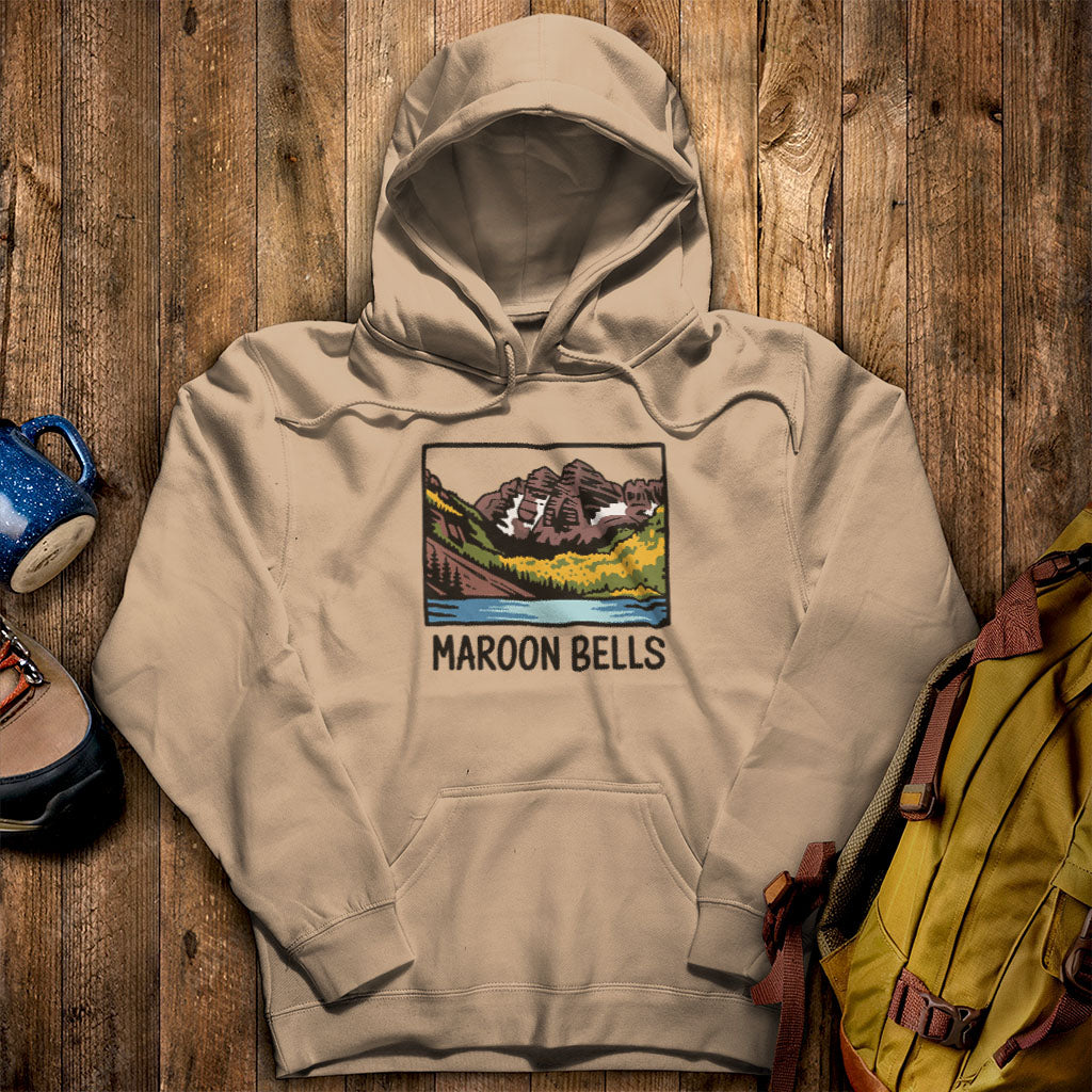 Maroon Bells Hoodie Sand Adventure and Outdoors Themed Hoodie